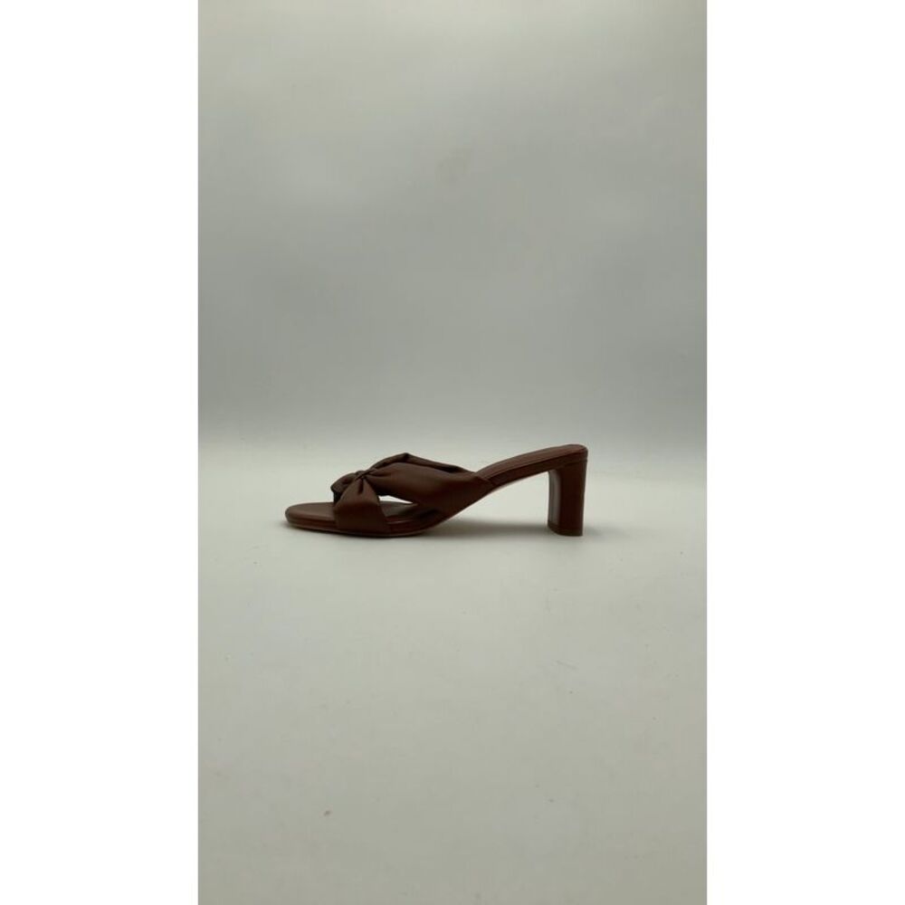 Quince Women Italian Leather Twist Mid Heel Mule Cognac Shoes 8